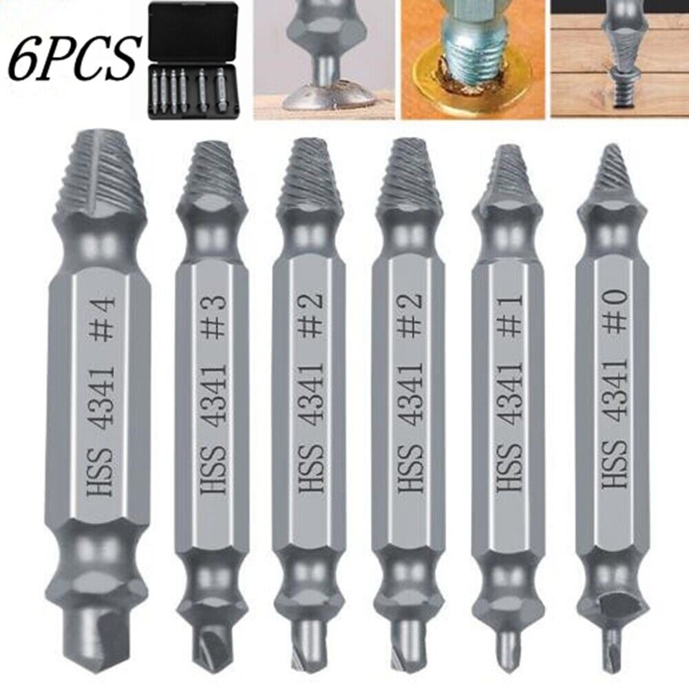 LLDI 6Pcs Damaged Screw Extractor Easy Out Set Bolt Stud Remover Drills Tools Kit Tap 2-12mm Quickly Extract The RustyBroken Screws