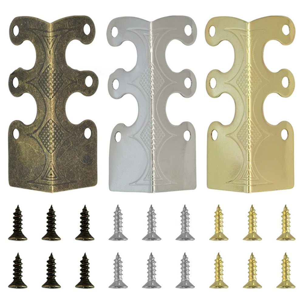 Corner Protectors Vintage Metal Corner Protectors 6 Pcs For Stylish Baseboard Black 12Pcs Smile Home Silver 12Pcs