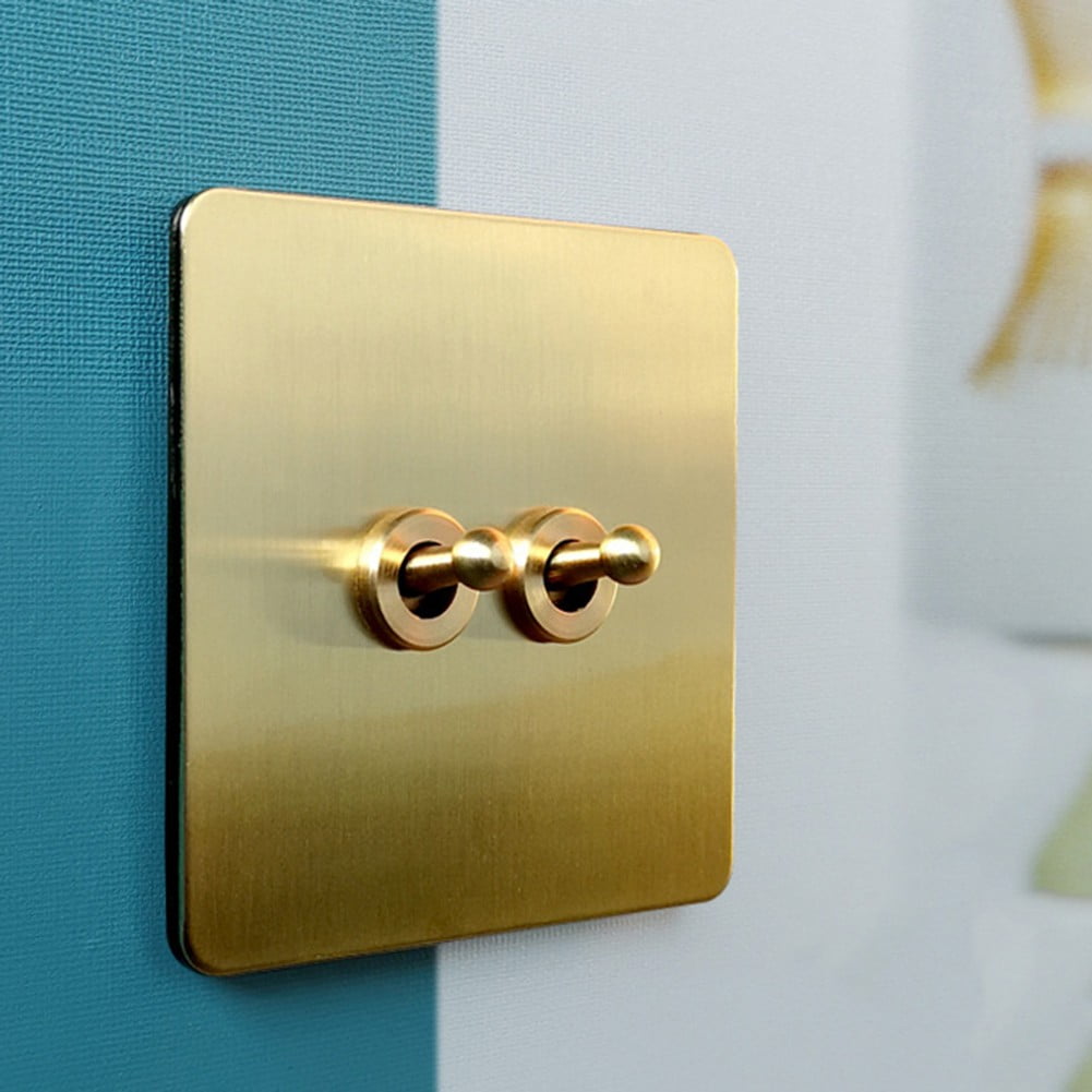 Toggle Light Rocker Switch 1/2 Way Retro Brass Plate Lever 86 Type Toggle Switch 1 Gang Smile Home 2 Gang