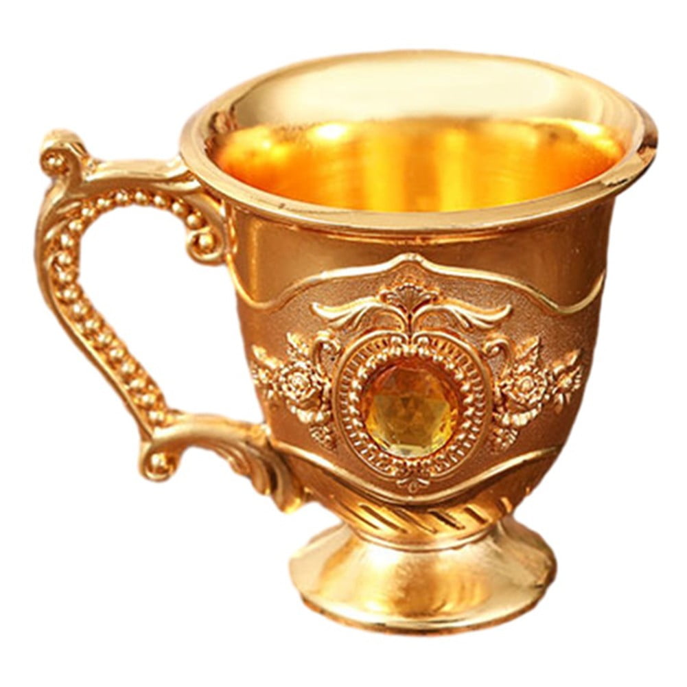 Decorative Tea Cup European Style Coffee Mug Metal Wine Drinking Cups Bar Party Gold YIWEI