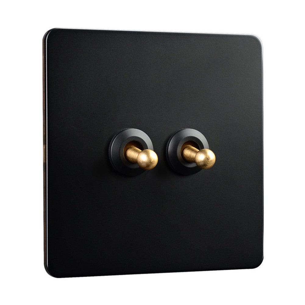 86 Type Stainless Steel Panel Wall Toggle Light Switch Brass Rod 1Way 2Way 2 Gang Smile Home 2 Gang