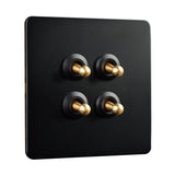 86 Type Stainless Steel Panel Wall Toggle Light Switch Brass Rod 1Way 2Way 2 Gang Smile Home 4 Gang