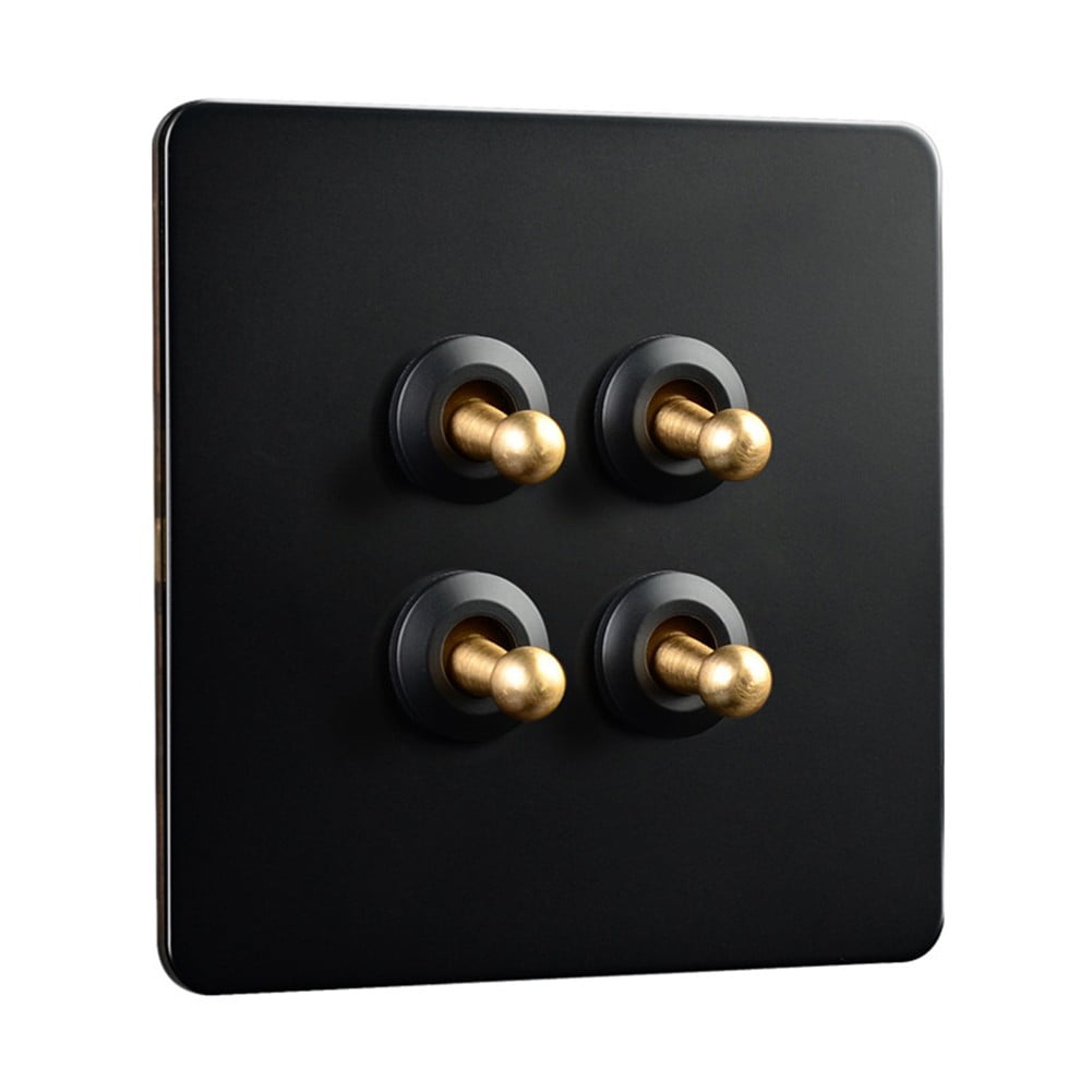 86 Type Stainless Steel Panel Wall Toggle Light Switch Brass Rod 1Way 2Way 2 Gang Smile Home 4 Gang
