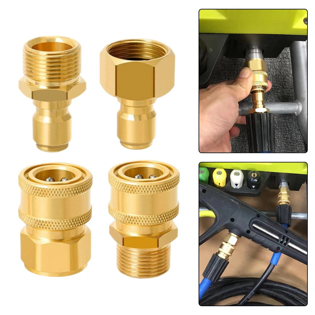 4pcs 3/8" 1/4" Quick Connect Adapter M22-15/14mm For Pressure Washer Hose M22-14Mm 3/8" Smile Home M22-14Mm 3/8"