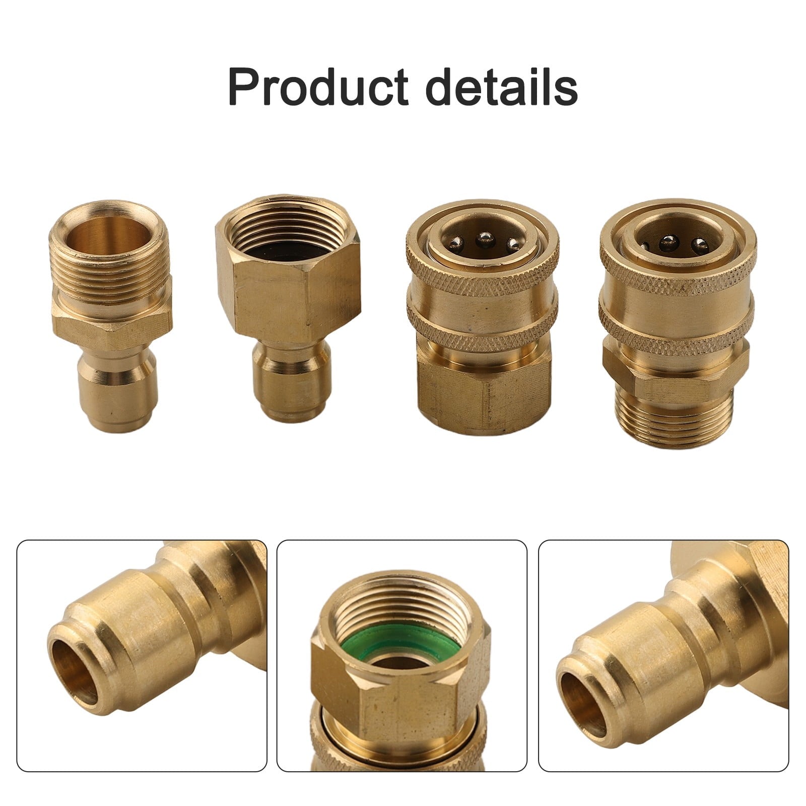 4pcs 3/8" 1/4" Quick Connect Adapter M22-15/14mm For Pressure Washer Hose M22-14Mm 3/8" Smile Home M22-15Mm 3/8"
