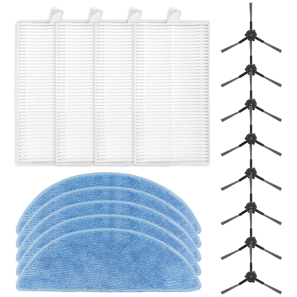 Ecovacs Y1 Pro Robot Vacuum Cleaner Replacement Parts Kit With 4 Filters 5 Mop Cloths 8 Side Brushes For Yeedi Y1 Pro Accessories A B