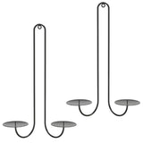 2 pc Wall Mounted Hanging Candle Holder Candlestick Sconces Black Wall Decor