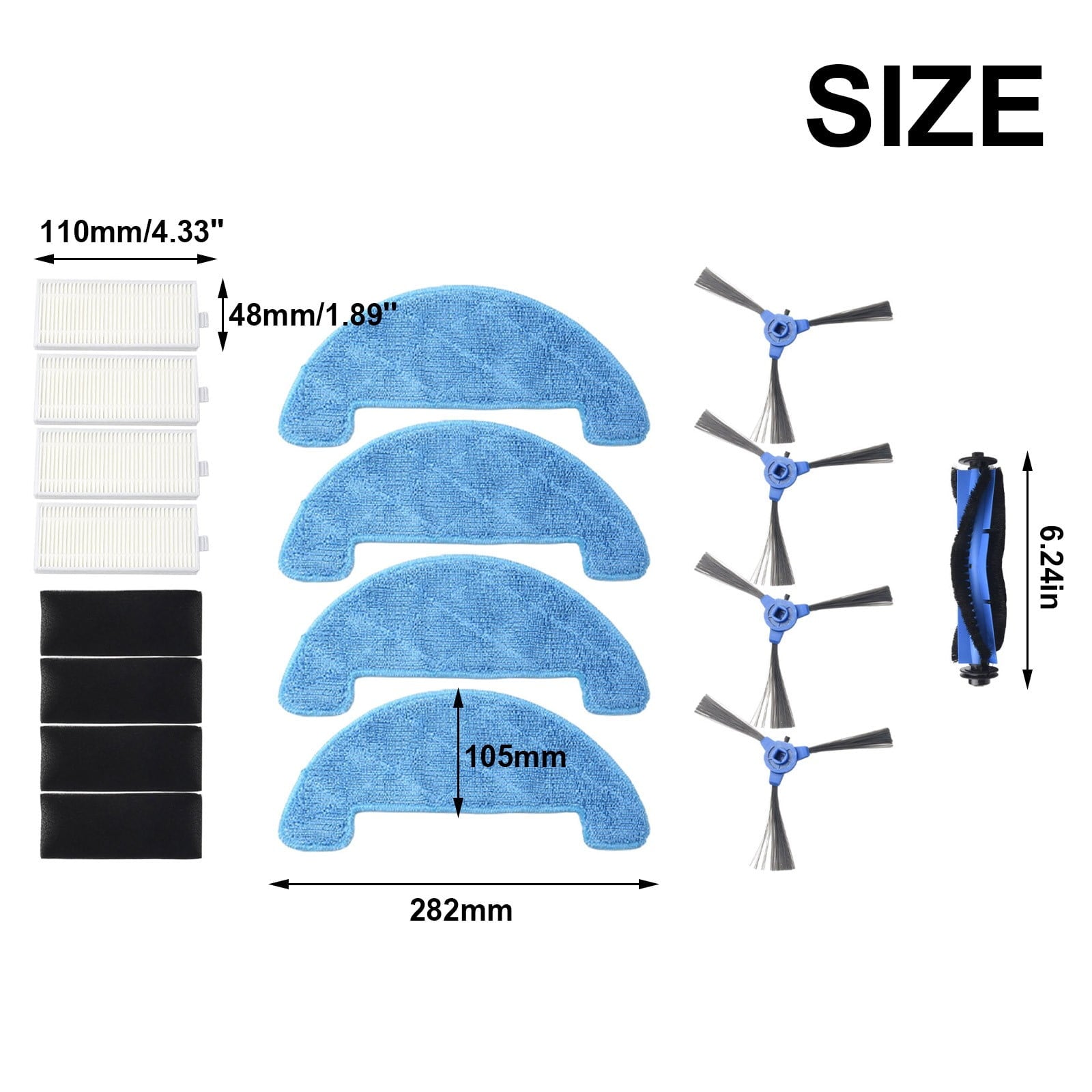 Main Side Brush Filter Mop For Coredy R550 R600 R650 R750 Spare Part Main Side Brush Filter Mop Rag KIT Replacement Spare Part
