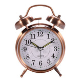Luolandi 1x Bedside Alarm Clock with Twin Bell Vintage Battery Analogue Quartz Loud Alarm Vronze Copper