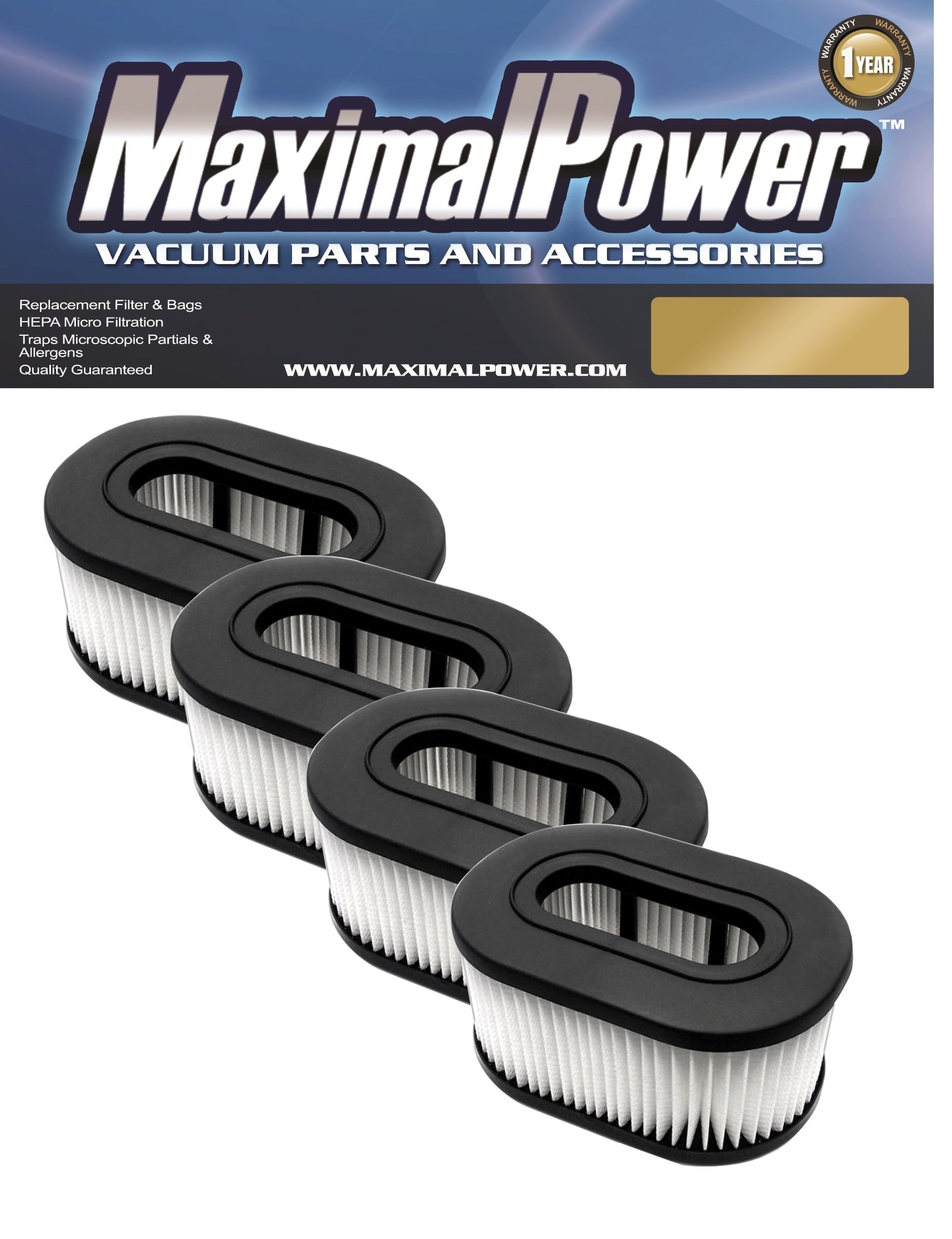 MaximalPower Replacement Filter Compatible for Hoover Foldaway, Widepath, Turbopower & Runabout Vacuum Cleaner 4 Pack