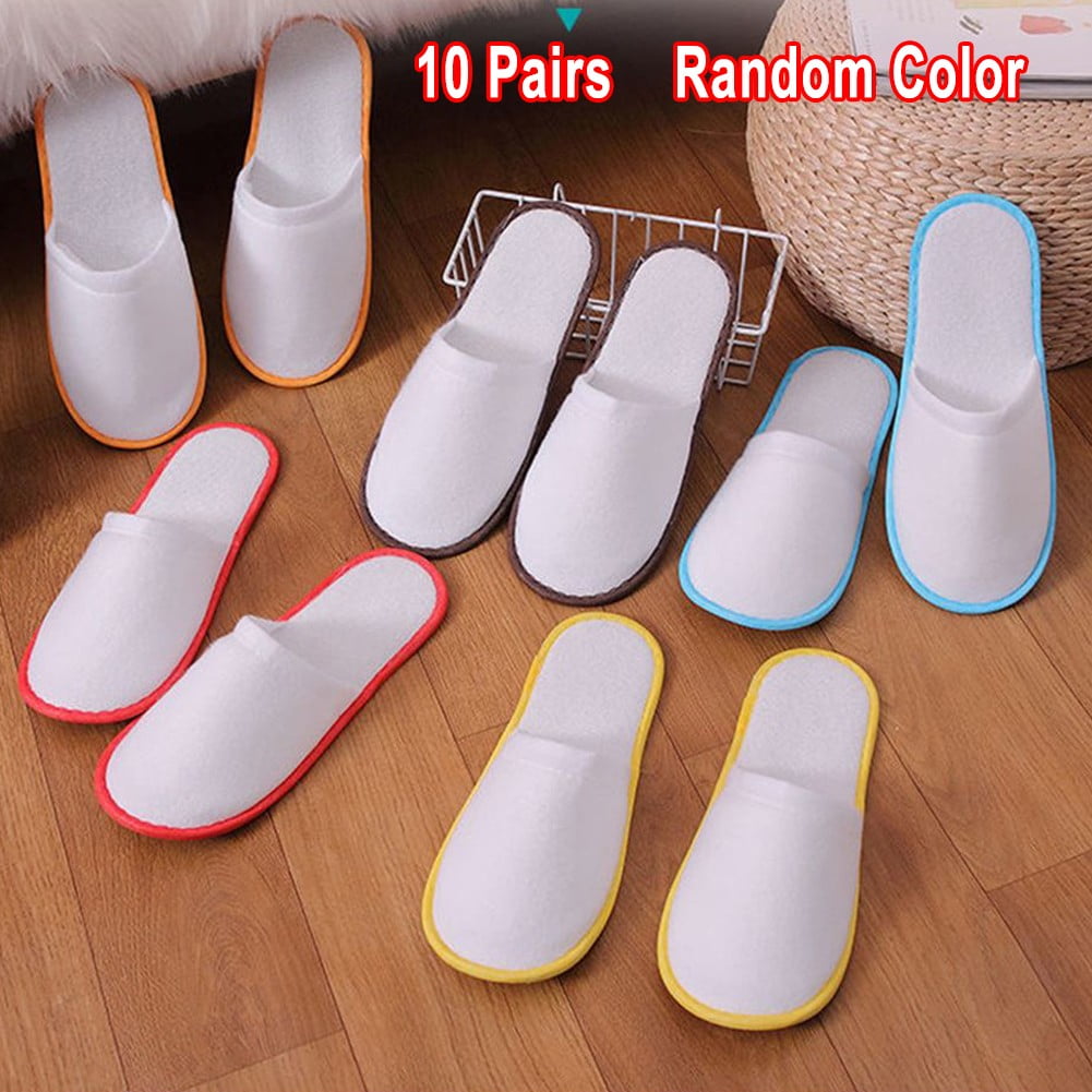 10Pairs Spa Hotel Guest Soft Slippers Closed Toe Disposable Travel Slipper