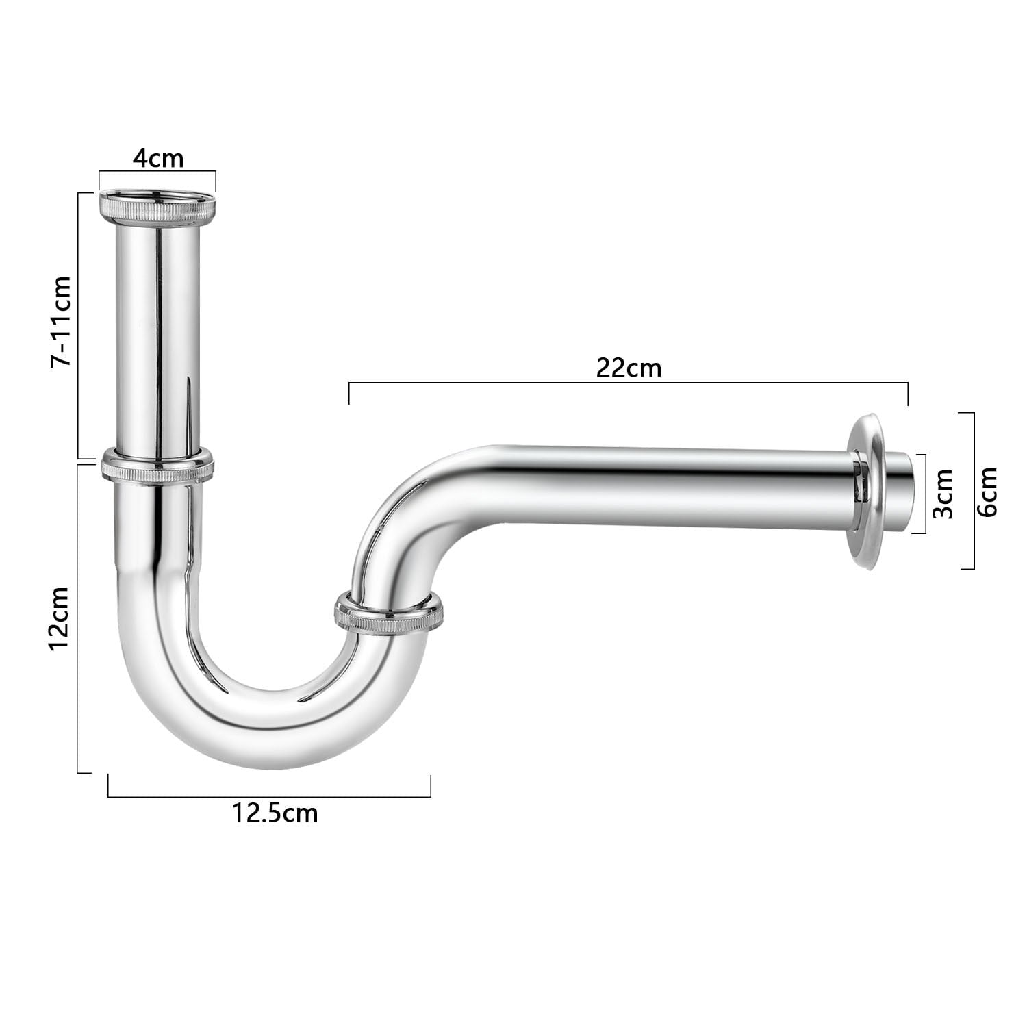 Stainless Steel 1/4' X 32Mm Waste Drain Valve Siphon Syphon for Faucet Sink