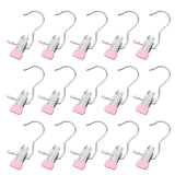 Clothes Pins, 15 Pack Hanger Hooks, Stainless Steel Laundry Clips, Travel Hangers, Towel Clips, Legging Organizer for Closet Hanging, Space Saving Hanger Clips for Pants, Jeans, Hats, Boot Silver