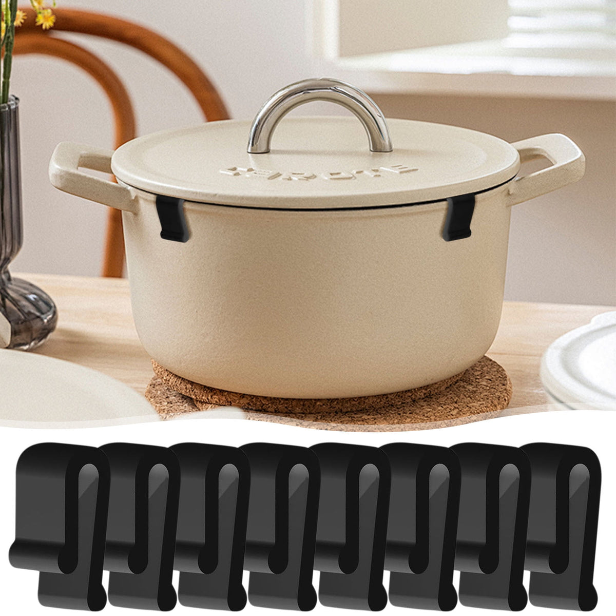 Dutch Oven Lid Protector Clips - 8x Oven Lid Lifter | Cookware Protector Replacement Clip | Cookware Protector Clips Replacement | Pot Bumpers for Tacking Cookware
