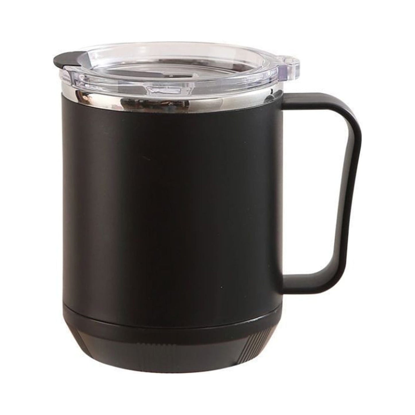 Coffee Mug With Handle, Insulated Stainless Steel Coffee Travel Mug, Reusable Coffee Cup With Lid, Microwave Safe Cups, For Tea, Latte, Cocoa, Milk, Office And Home Tea Cup Black