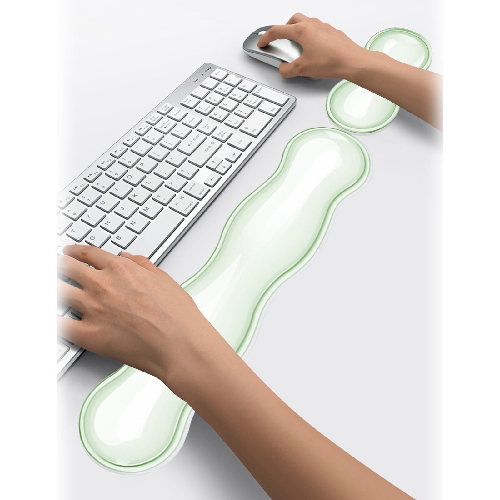 Gel Wrist Rest For Keyboard, Silicone Gel Keyboard and Mouse Wrist Rest Set, Cool Soft Ergonomic Wrist Rest, Relax Your Wrist, for Laptop Computer Office & Home Green