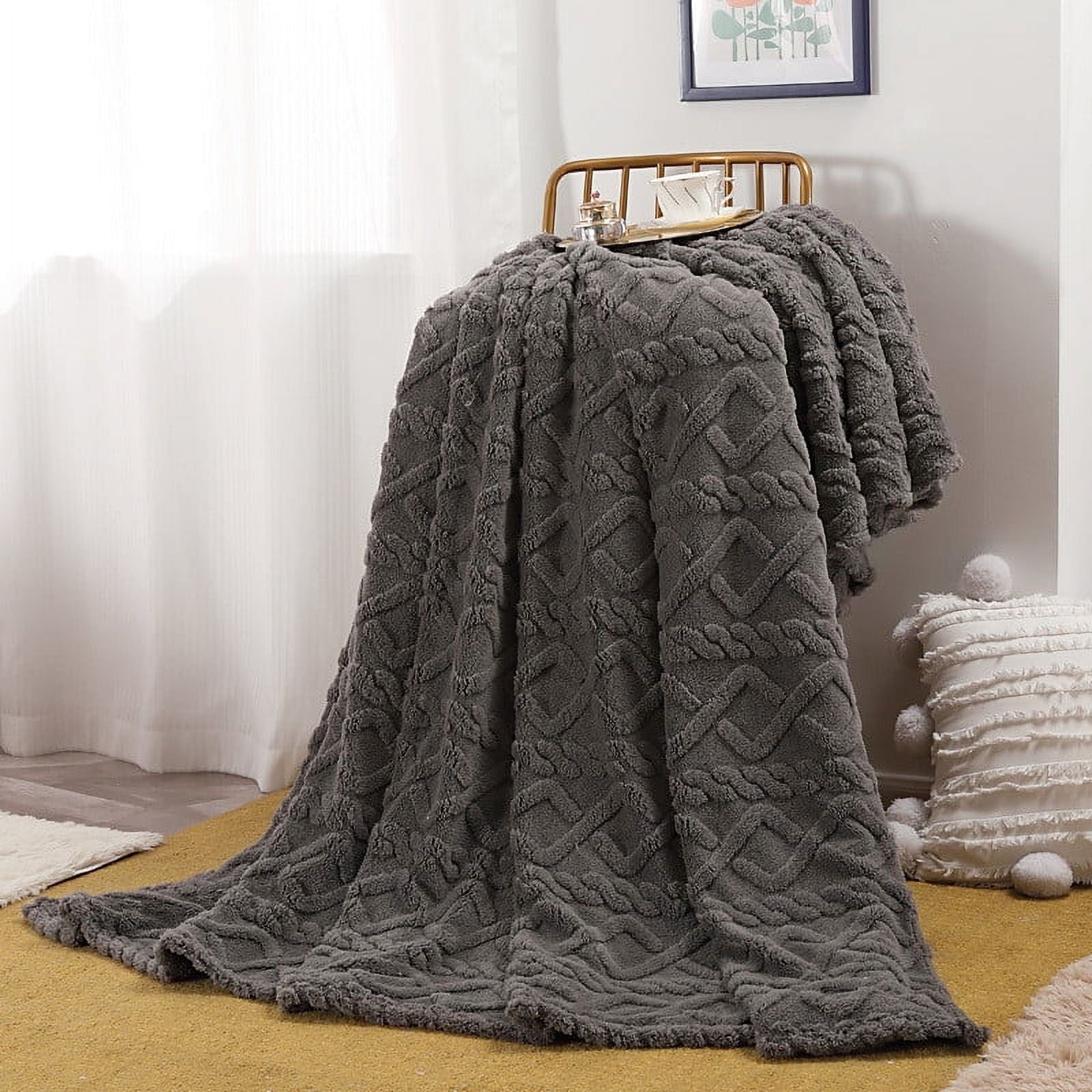 Warm Blankets for Winter, Winter Blankets Queen Size,King Blankets for The Bed, Winter Blankets Queen Size,Super Soft Throw Blankets, Silky Flannel Fleece Bed Blanket Gray