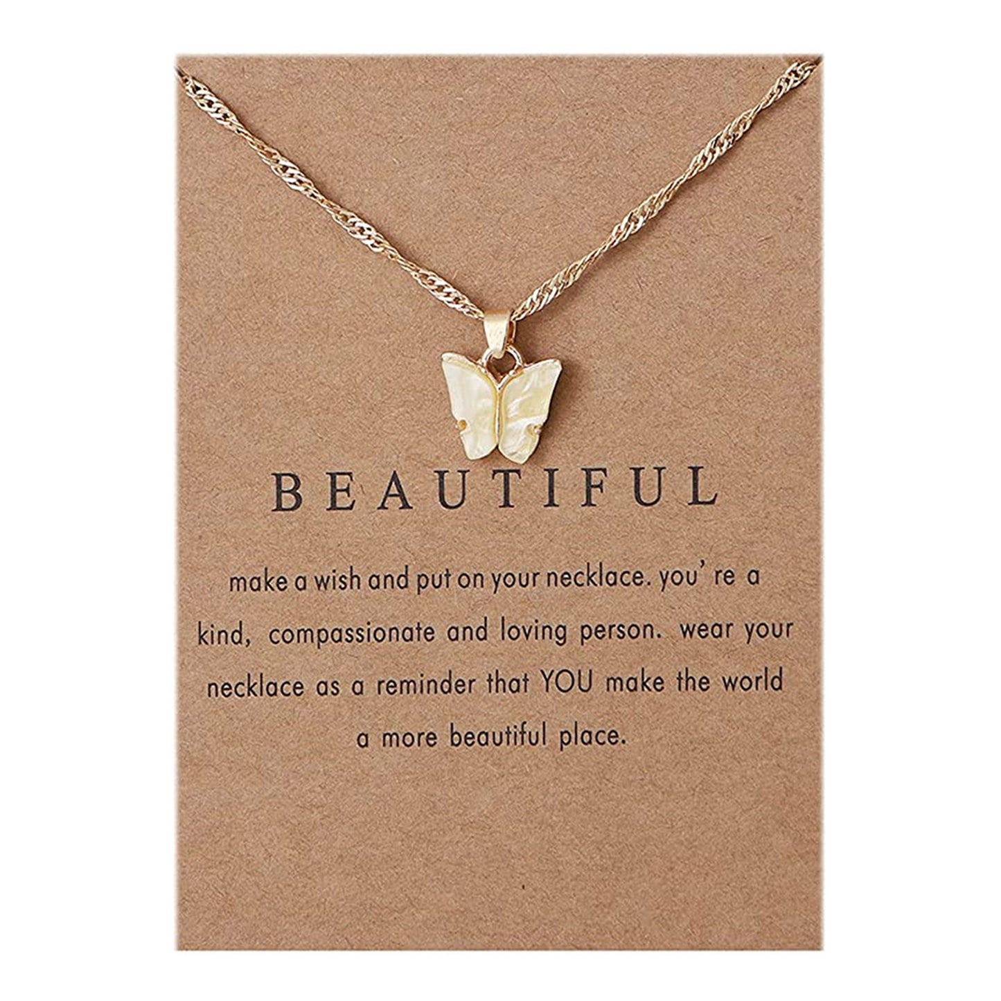 Colorful Acrylic Butterfly Pendant Necklace Bohemian Adjustable Retro Card Clavicle Chain Insect Animal Necklace for Women Friend Friendship Party Jewelry Gift Black