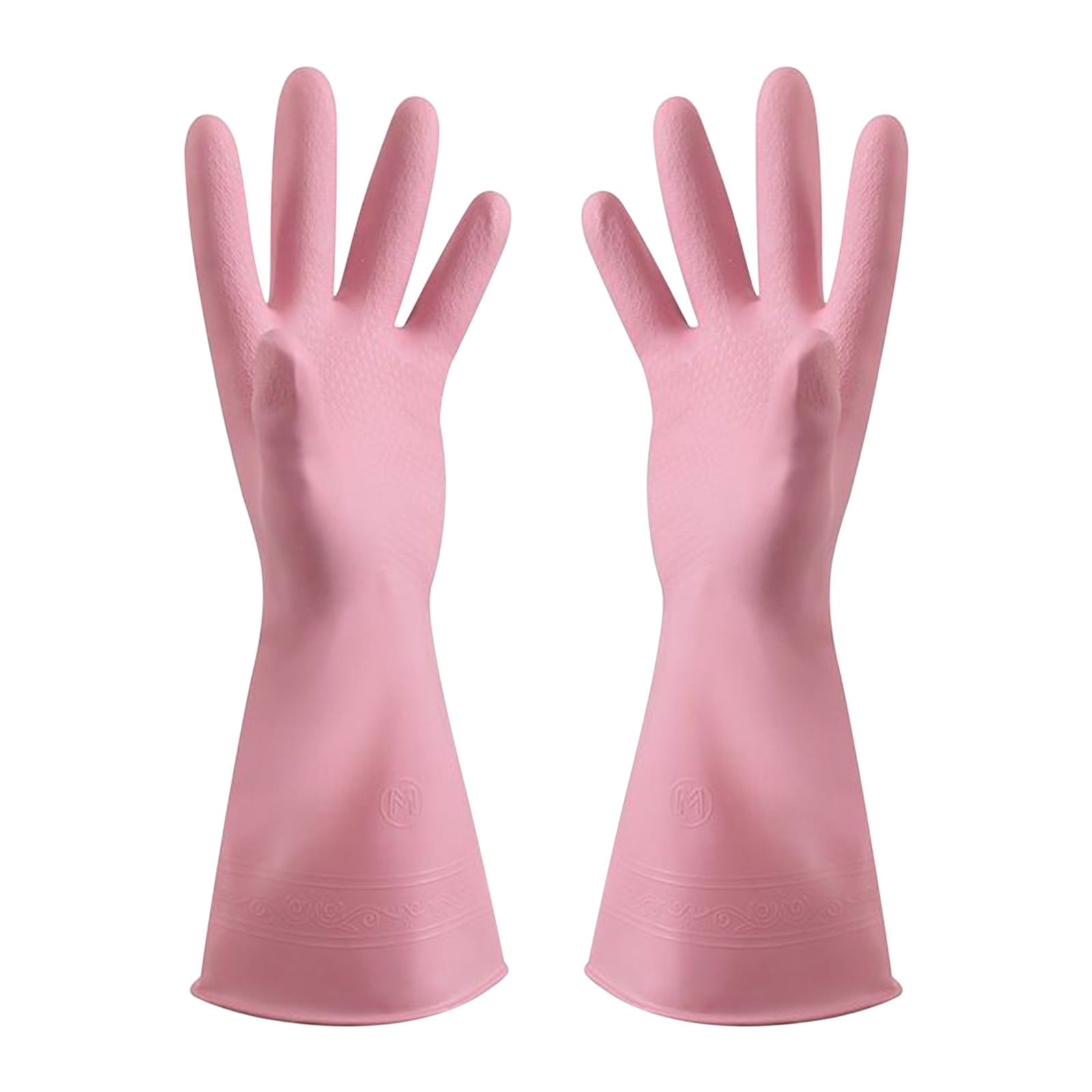 1 Pairs Rubber Gloves for Dishwashing Cleaning, Cotton Lined Household Gloves, Waterproof Gloves for Kitchen Bathroom, Reusable Gloves, Food Grade Non-Slip Household Kitchen Gloves Pink,S