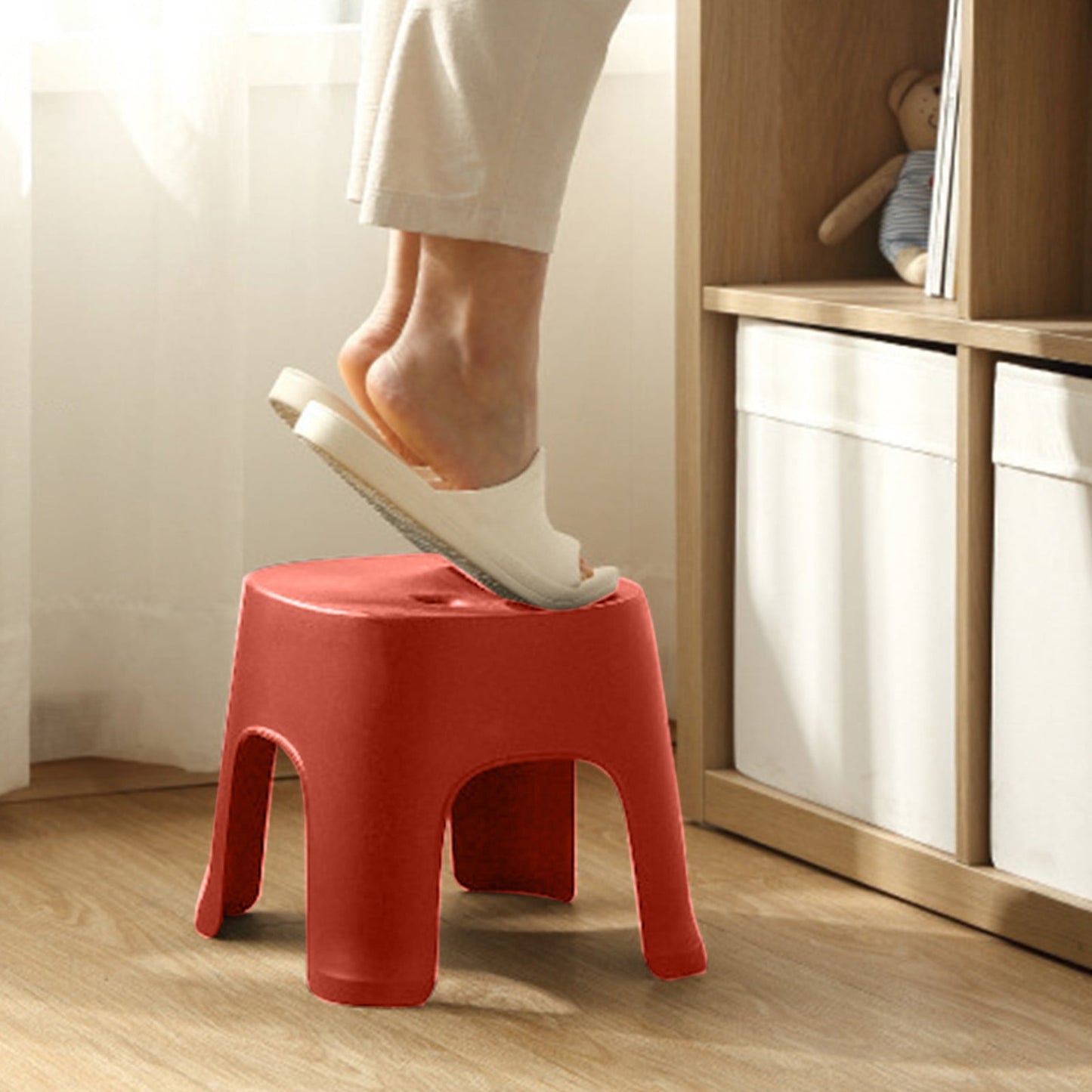 Step Stool for Kids Stool for Bathroom Toddler Stool Bathroom Step Stool Step Stool for Toddlers Anti Non-Slip Toilet Seat Child,Plastic Mini Stool,Thickened Design Ideal,Sturdy And Lightweight Red