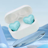 Heart Shaped Earbuds, Stylish Headphones HiFi Stereo Sound Waterproof Bluetooth 5.3 Earphones with Charging Case for Girls Women, Noise Reduction Sports Wireless In Ear Bluetooth Earphones Blue