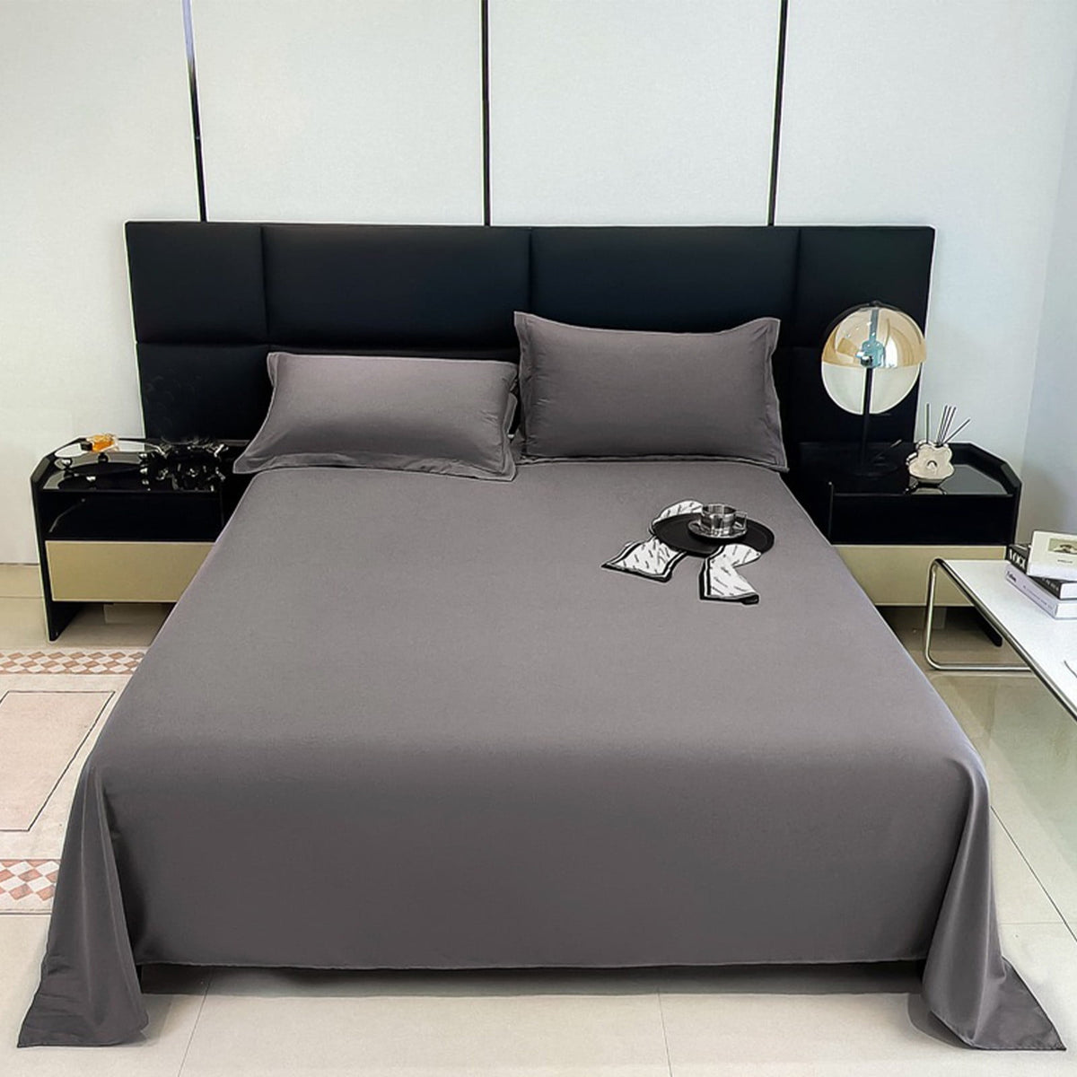 Waterproof Bed Flat Sheet ,Best Season Cotton Sheet-Long Staple Cotton Sheets Set, Soft Cotton Bed Sheets,Reusable Washable Mattress Protector Sheet, Furniture Cover for Bedding,Couch Black