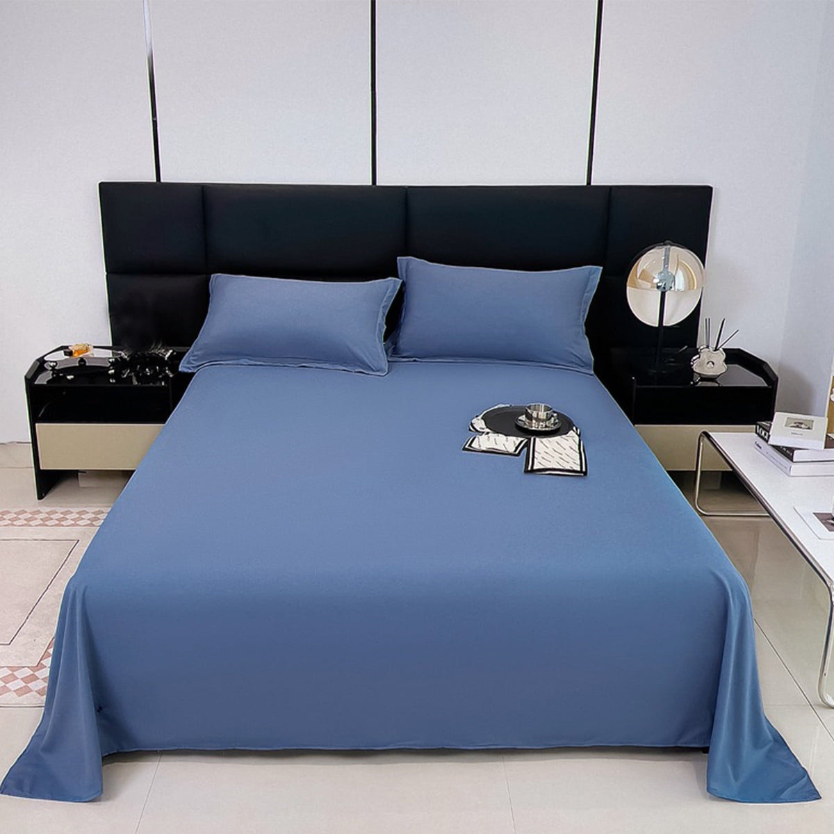 Waterproof Bed Flat Sheet ,Best Season Cotton Sheet-Long Staple Cotton Sheets Set, Soft Cotton Bed Sheets,Reusable Washable Mattress Protector Sheet, Furniture Cover for Bedding,Couch Blue