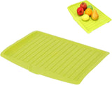 Dish Drain Board with Side Drop - Kitchen Utility Draining Board, Drain Rack, 17.5x12 Inch Kitchen Drying Tray | Heat-Resistant Drip Rack for Quick Drainage and Easy Storage, Drying Dish Rack Tray Green