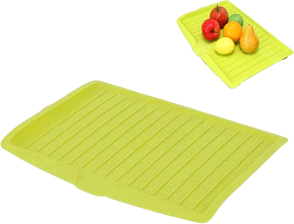Dish Drain Board with Side Drop - Kitchen Utility Draining Board, Drain Rack, 17.5x12 Inch Kitchen Drying Tray | Heat-Resistant Drip Rack for Quick Drainage and Easy Storage, Drying Dish Rack Tray Green