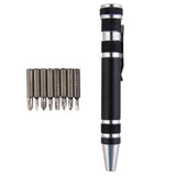 8 In 1 Pen Screwdriver - Multitool Pocket Screwdriver Mini Screwdriver Set Handy Tool Magnetic Portable Screwdriver Crossing Flathead Screwdriver for Repairing Installing Hand Tool Black