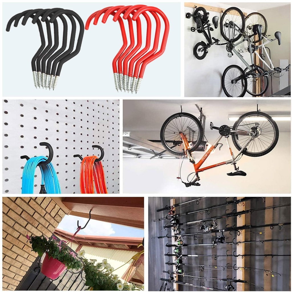 CCMAOLU 2025 New Bike Hooks for Garage Wall, Heavy Duty Bicycle Hangers for Hanging, Wall Mount Bicycle Storage for Ceilings, No Drill Large Ceiling Hooks for Hanging Plants