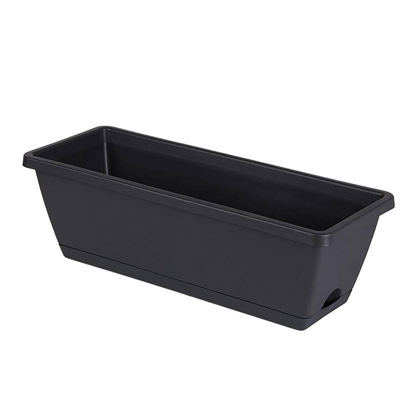 14 Inch Black Plastic Rectangular Window Planter Box, Window Vegetable Planter Box with Trays, 2025 New Vuyungers Rectangular Flower Pots for Windowsill, Garden, Balcony, Patio Black