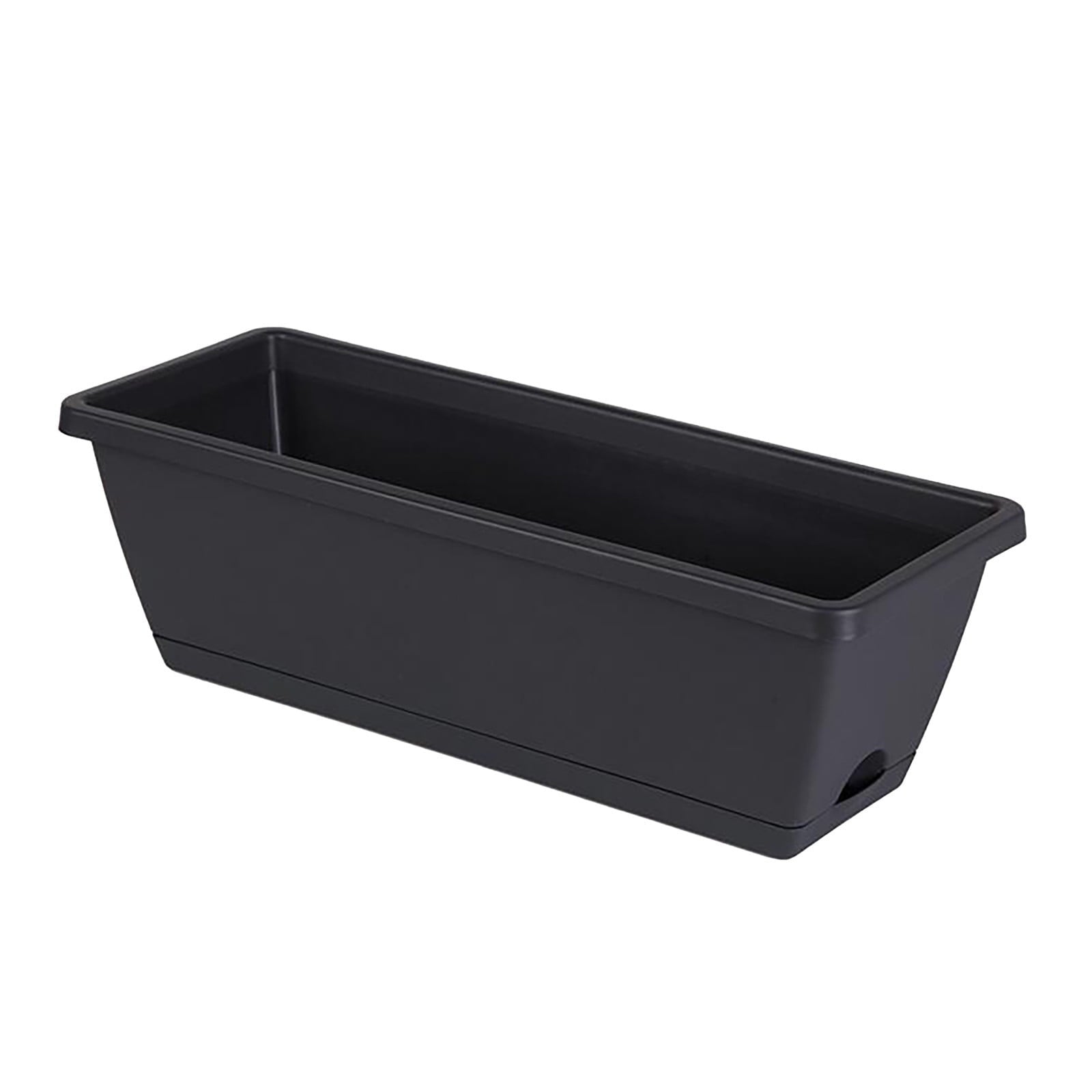 14 Inch Black Plastic Rectangular Window Planter Box, Window Vegetable Planter Box with Trays, 2025 New Vuyungers Rectangular Flower Pots for Windowsill, Garden, Balcony, Patio Black