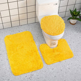 Ultra Soft Bathroom Rug Set 3 Piece-Includes Water Absorbent Non-Slip Bath Rug Contour Mat Toilet Lid Cover,New Vuyungers Microfiber Bath Rugs for Tub Shower Bathroom Floor,Machine Washable Yellow