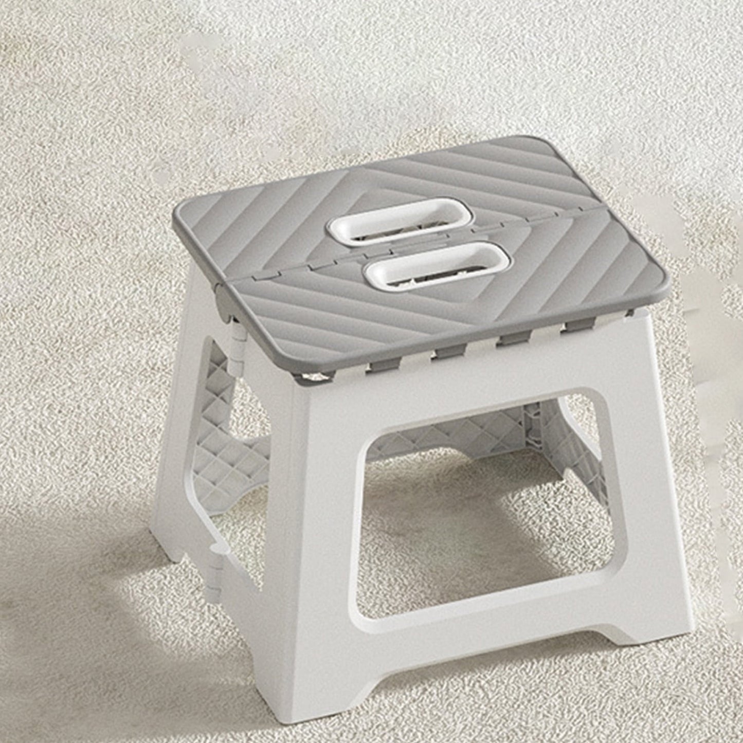Non-Slip Folding Step Stools - 9x7in Shower Stool for Shaving Legs, Stool Foldable, Foot Stool, Holds Up to 300 lbs - Lightweight Plastic Foldable Step Stool, Low Stool Outdoor Camping Home Gray