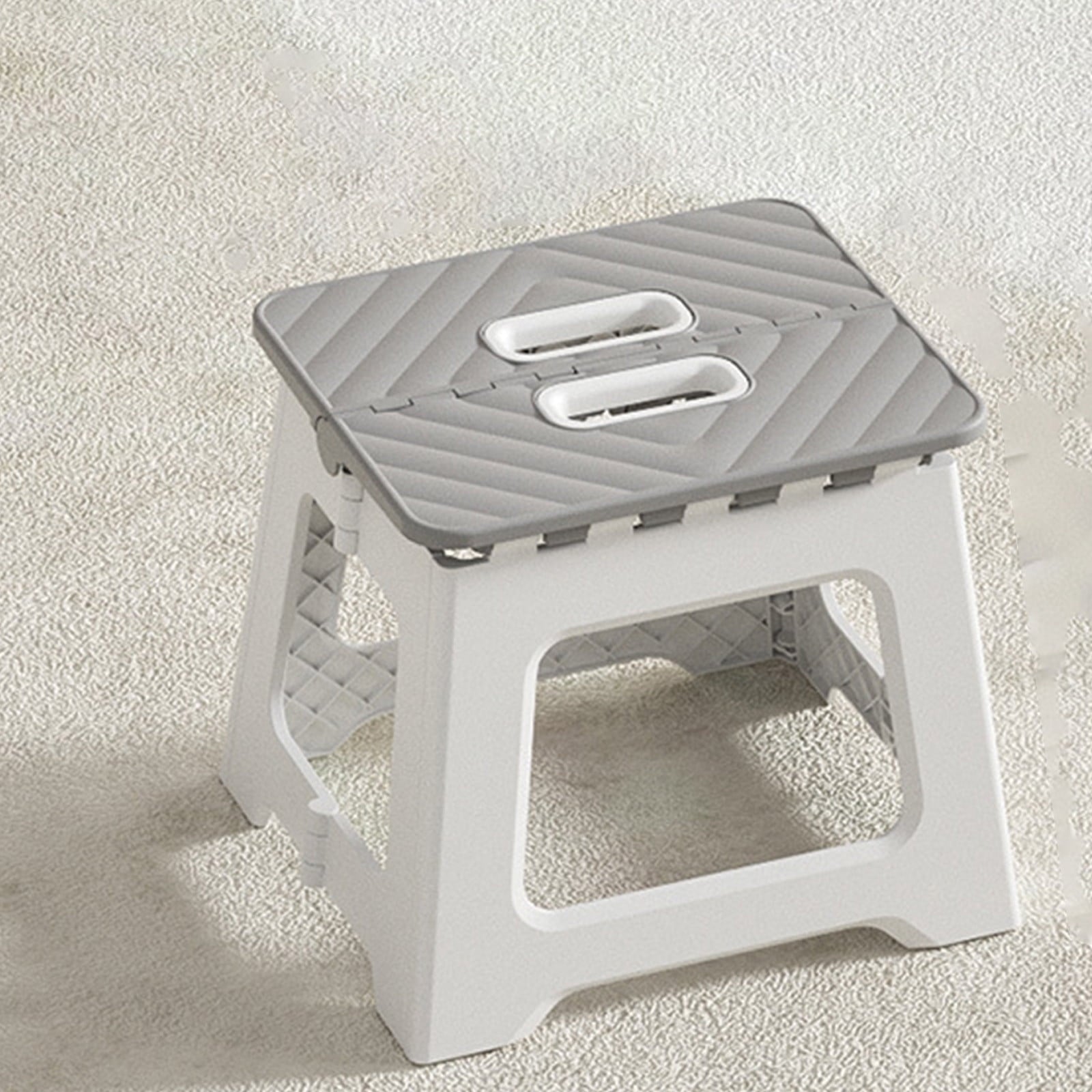 Non-Slip Folding Step Stools - 9x7in Shower Stool for Shaving Legs, Stool Foldable, Foot Stool, Holds Up to 300 lbs - Lightweight Plastic Foldable Step Stool, Low Stool Outdoor Camping Home Gray