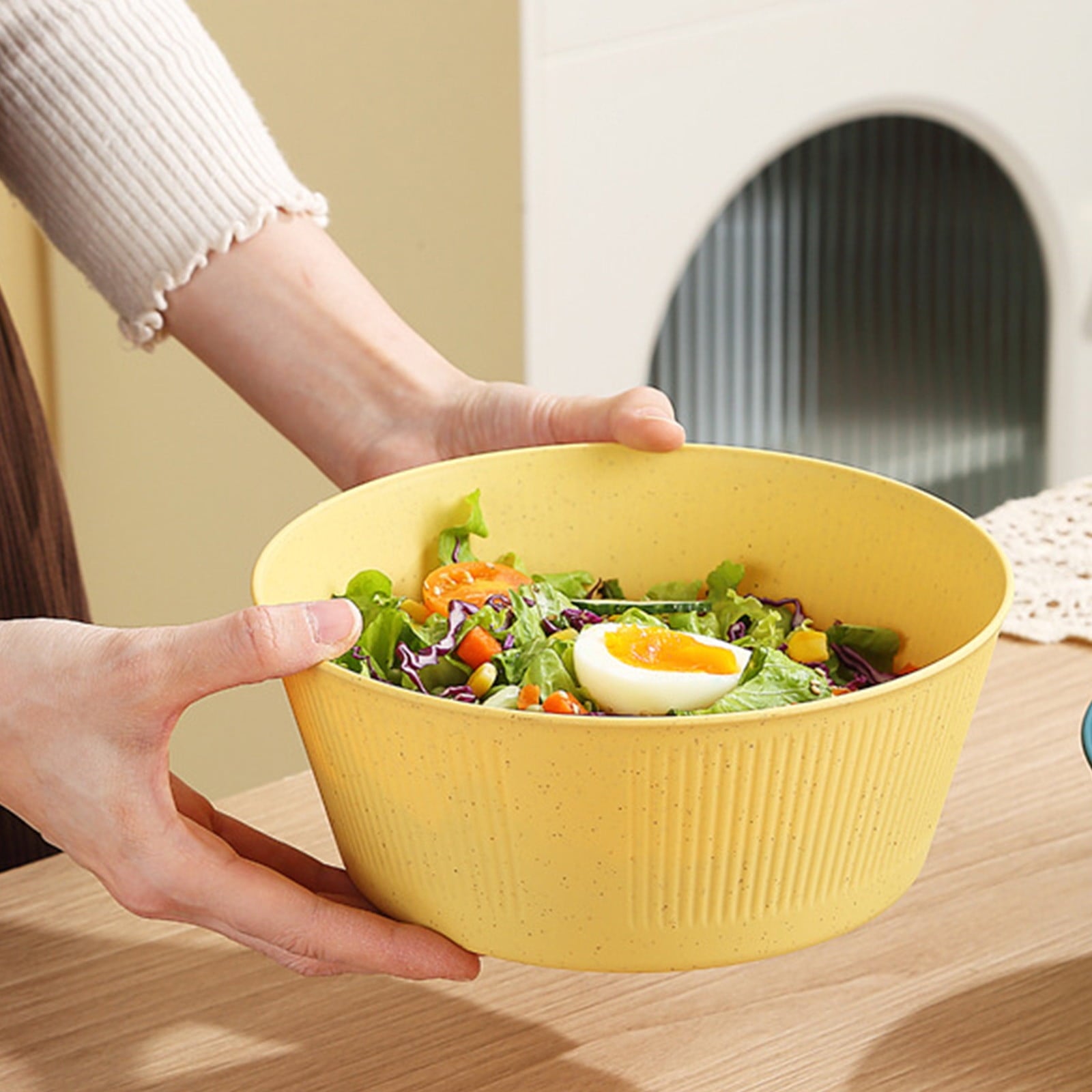 Unbreakable Large Cereal Bowl - Wheat Straw Bowls Salad bowls Microwave and Dishwasher Safe Salad Bowls, Stackable Color Kitchen Bowls for Serving, Soup, Oatmeal, Pasta, Noodles Yellow