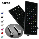 Nose Rings Studs for Women Men,Straight Surgical Stainless Steel Small Nose Studs Pin,Hypoallergenic Tiny Nose Piercing Jewelry,Crystal Gem Piercing Jewelry-Multi-Color Nose Stud Creative Multicolor
