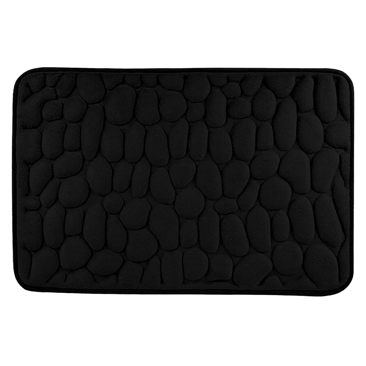 40 x 24 Inch Cotton Bathroom Floor Mat - Super Soft, Water Absorbent, Non-Slip, Machine Washable, Ideal for Bathroom, Bedroom, and Kitchen Black