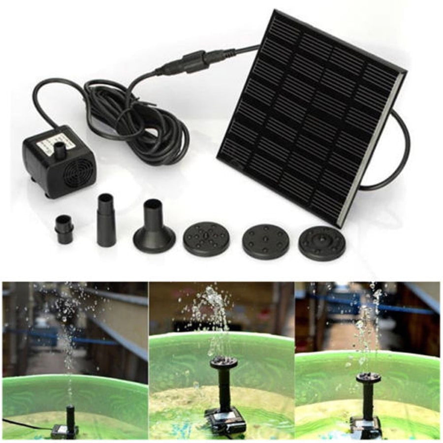 Panel Water Pump for Bird Bath Water Pump Kit - Solar Fountain 7V/140Ma Submersible Water Pump for Pool, Garden, Pond, 150L/H Max Flow, 16” Max Water Height, Outdoor Watering, 10Ft Cable