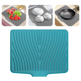 40x33 Inch Extra Large Kitchen Countertop Draining Silicone Tray - No Punching, Waterproof Drying Pad for Dishes,Water Diverting, Anti-Accumulating, Multifunctional Counter Protector for Kitchen Use green
