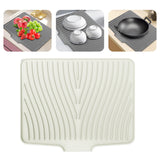 40x33 Inch Extra Large Kitchen Countertop Draining Silicone Tray - No Punching, Waterproof Drying Pad for Dishes,Water Diverting, Anti-Accumulating, Multifunctional Counter Protector for Kitchen Use white