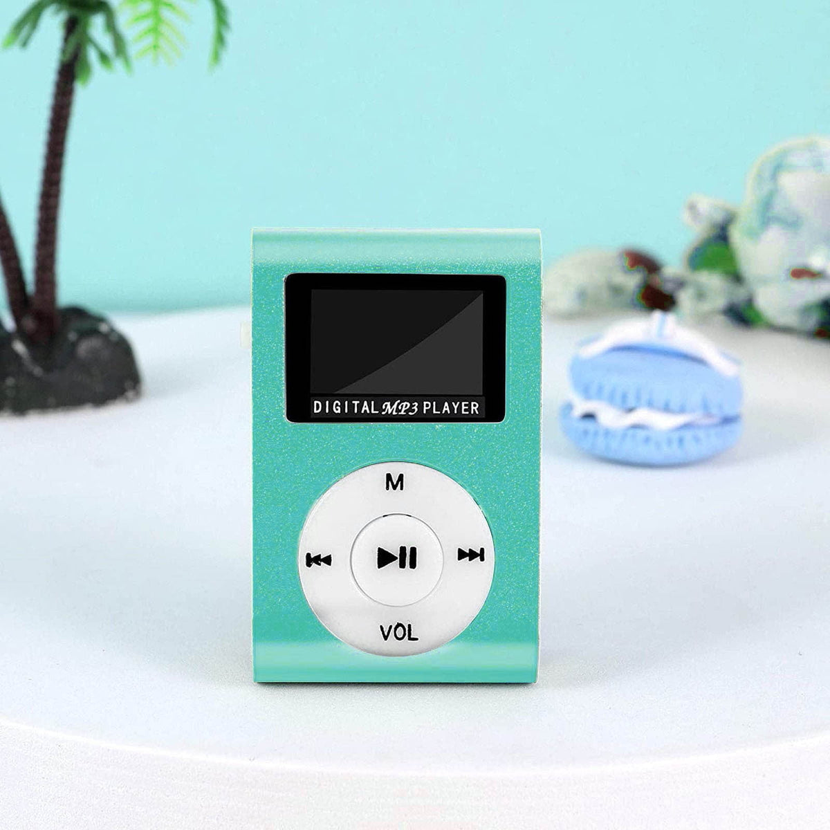 Portable MP3 Player with Clip - Mini USB LCD Screen MP3 Player, Support MP1, MP2, MP3 Music Formats, Built-in Rechargeable Battery,Includes Headphones, for Sports and Outdoor Activities Green
