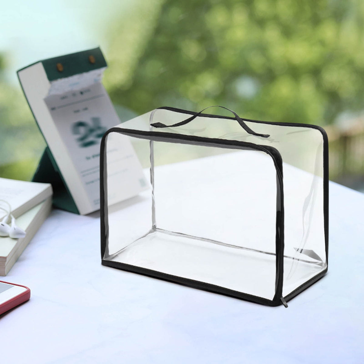 Clear Makeup Bags - Visual Bag Organizing Bag, Large Cosmetic Makeup Bags Set Clear PVC with Zipper Handle Portable Travel Luggage Pouch Airport Airline Vacation Organization A