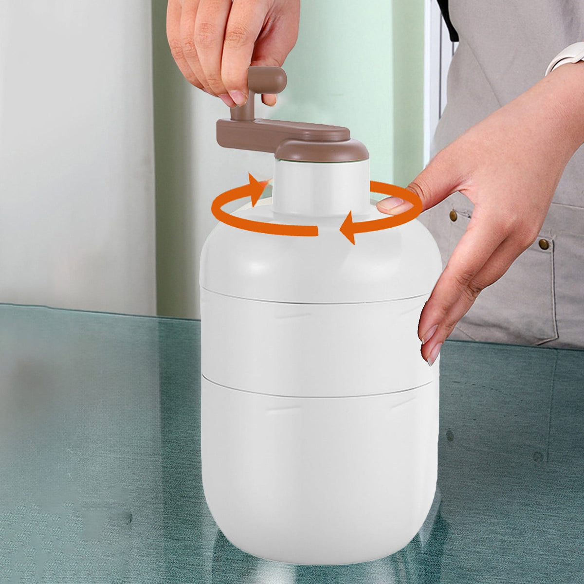 Manual Ice Crusher - Hand-Cranked Shaving Machine for Household & Commercial Use - Stainless Steel Blades, 10.04x5.04x5.04in - White, Green, Silver - for Summer Drinks & Slushies, Includes Ice Box White