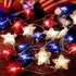 20 LED Star Decorative Lighting String, 10 Ft Red White and Blue Christmas Lights, for Indoor Party, 4th of July, Memorial Day, Decorations Rattan Stars Patriotic Lights Battery Operated A