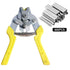 M-Type Nail Ring Pliers Kit with 600 Clips - Automatic Cage Building Tool for Chicken Coops & Fences - Anti-Slip Rubber Handle & Spring-Assisted Operation Yellow