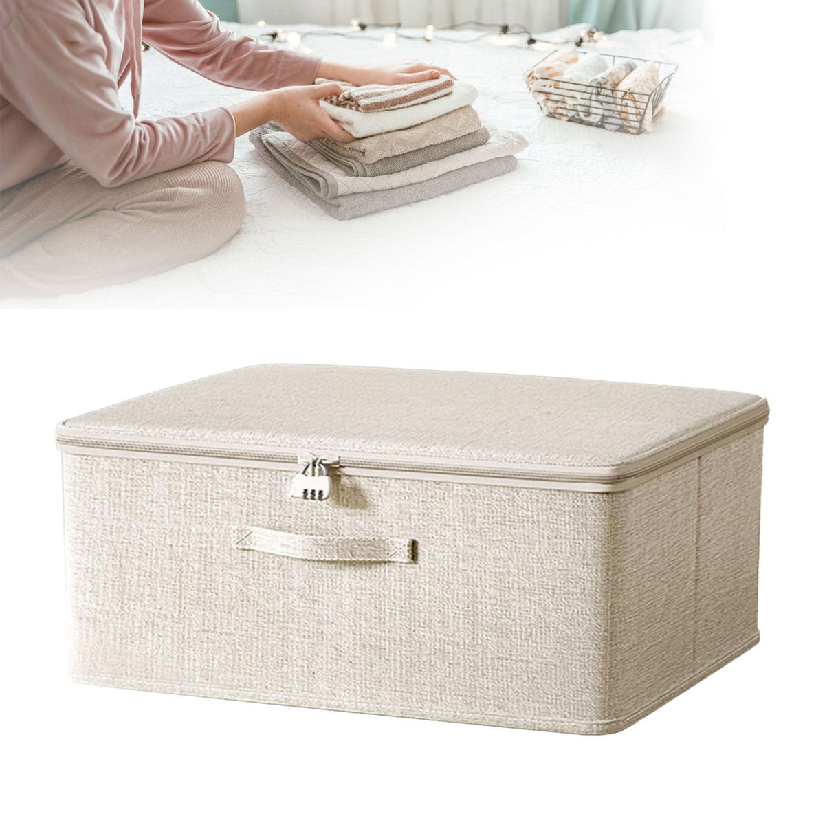 Lockable Adult Toy Bag Storage Organizer Toy Bag Storage Bins Case with Zipper Lid for Women and Men Clothes Container,(Multisize) 15" x 10" x 6.3" B