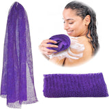 African Net Sponge, Authentic, Real, Exfoliating Bath Wash Cloth, Long Sponge, Body Exfoliator, Sapo, Shower Bath Accessories, Back Foot Scalp Scrub, Flat Dead Skin Remover, 31.5x11.8 31.5" x 11.8" Purple