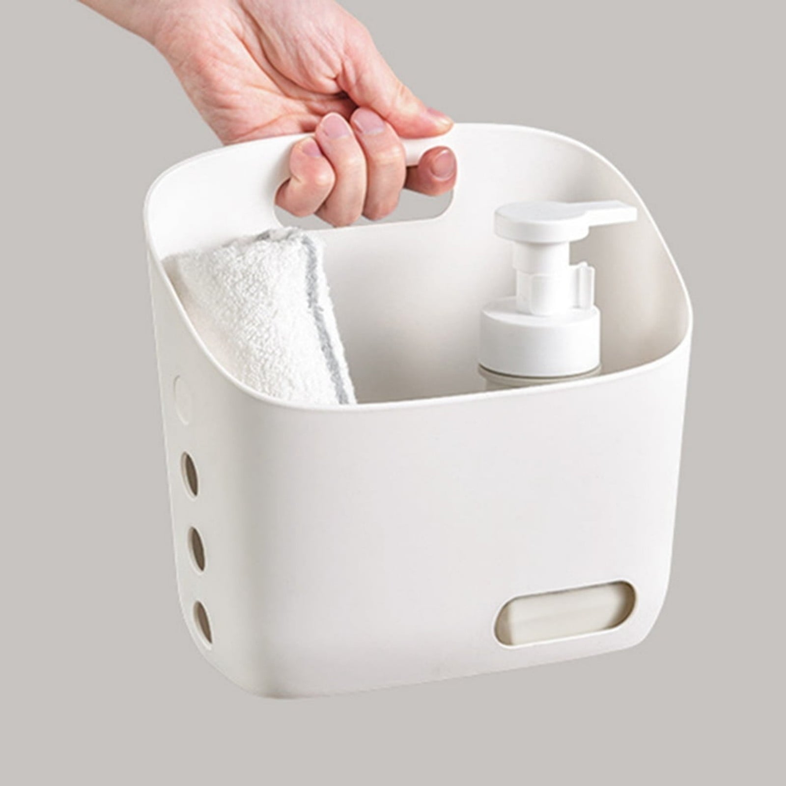Plastic Hanging Storage Basket, Over Cabinet Door Organizer with Removable Hook, Stackable Wall Mounted Shower Caddy, No Drilling Shelf Bins for Kitchen Food Bathroom Pantry Closet, 6.45x3.07x9.29 6.45" x 3.07" x 9.29" Grey